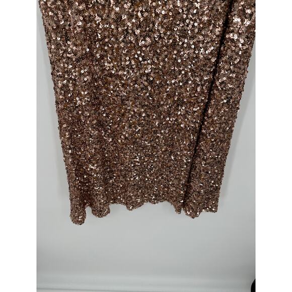 Arula Rose Gold Pink Sequin Maxi Skirt Stretch Elastic‎ Waist Women Size 1X NWT - Picture 3 of 8